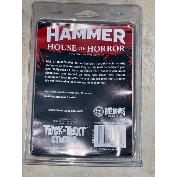 TOT HAMMER HOUSE VAMPIRE BRIDE FANGS TEETH APPLIANCE COSTUME MAKEUP NEW - Picture 3 of 4